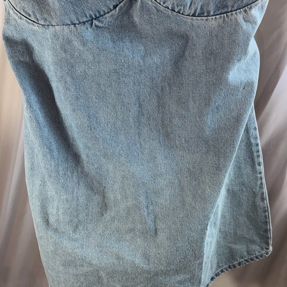 Free People “Travi” Blue Backless Halter Dress Size XL NWT boho denim halter - Picture 4 of 11